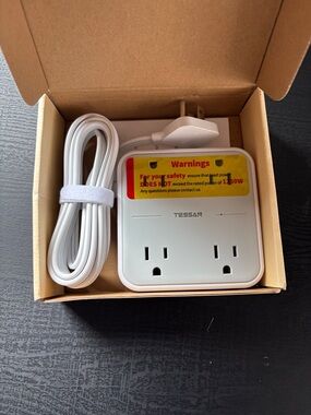 White 2-Outlet Power Strip with 10ft Cord